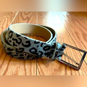 TALBOTS Black Gray 100% Calf Hair Leather Belt size Small Misses (MSRP $54.50)